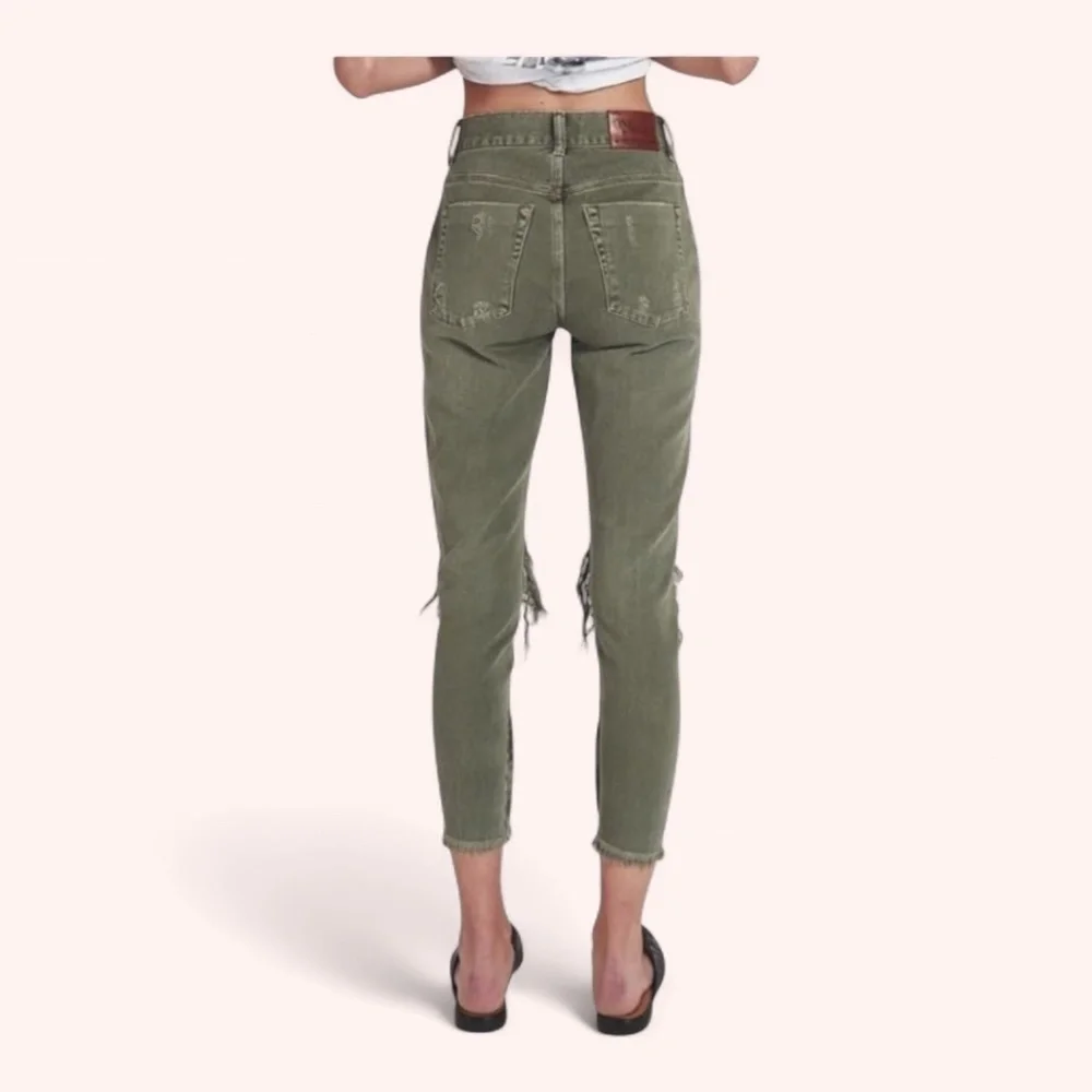 One Teaspoon Freebirds Jeans Military Super Khaki Distressed High Waist Size 26